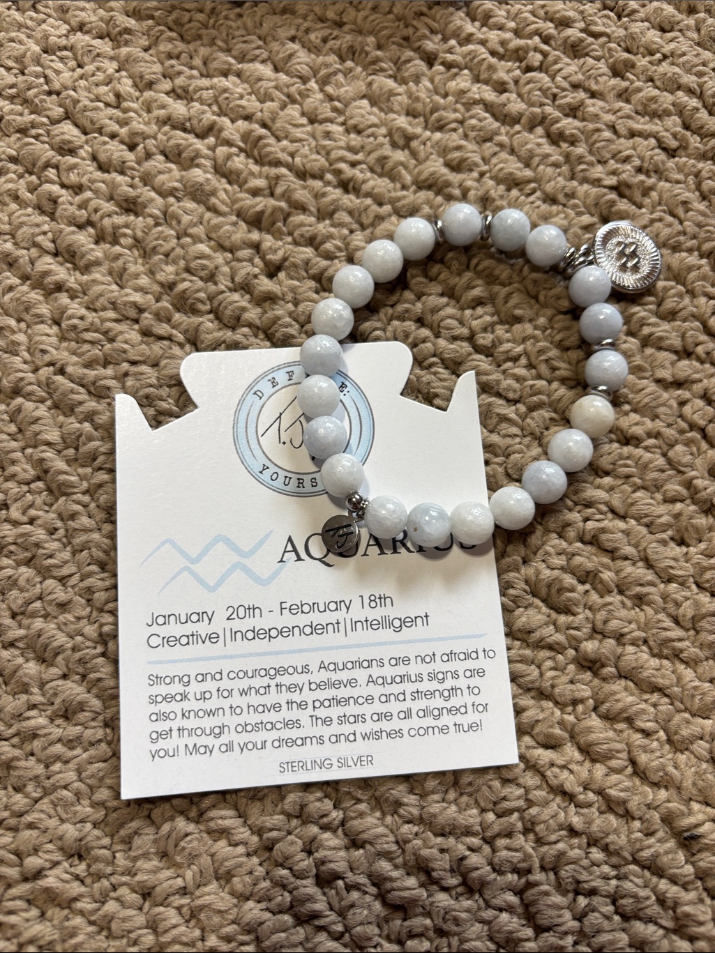 Aquarius White Beaded Stretch Bracelet